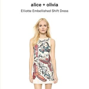 Alice + Olivia Elliotte Embellished Shift Dress 0